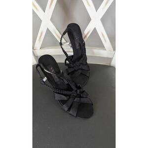 Size 6.5 Nina Black Satin 3.5" Heels Satin